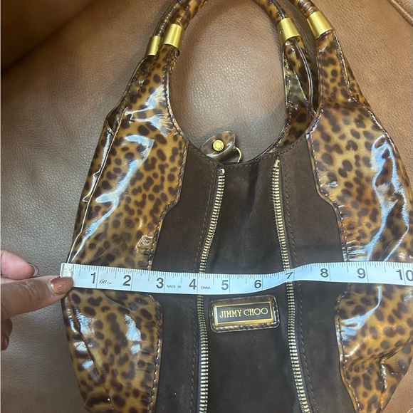 Jimmy Choo Patent Leather and Suede Cheetah print handbag - Picture 5 of 16